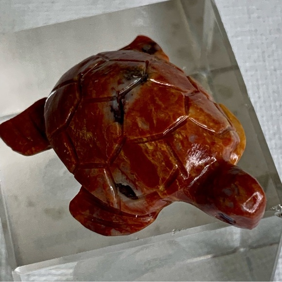 SEA TURTLE Soapstone Figurine MINI Carved Red Stone Crystal Animal Figure 1.5" - Picture 12 of 15